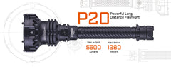 Lanterna profesionala Acebeam P20, 5500 lumeni, 1280 metri