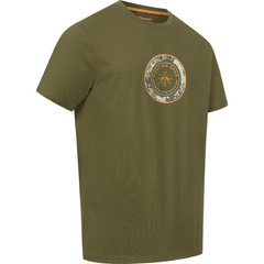 Tricou vanator Blaser Argali Dark Olive articolevanatoare vedere laterala cu logo rotund camuflaj piept