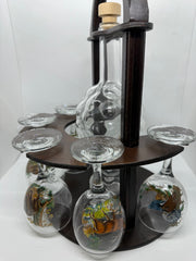 Set Sticla cu Suport Pentru 6 Pahare