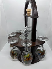 Set Sticla cu Suport Pentru 6 Pahare