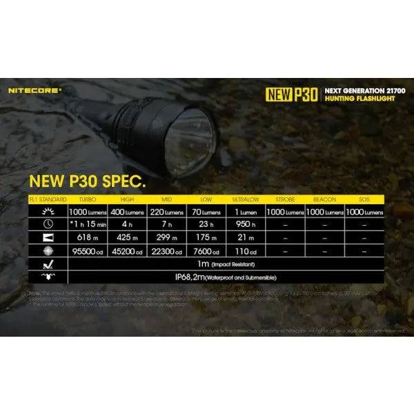 Lanternă Reincarcabila Nitecore P30 1000 Lumeni - Articole de Vanatoare