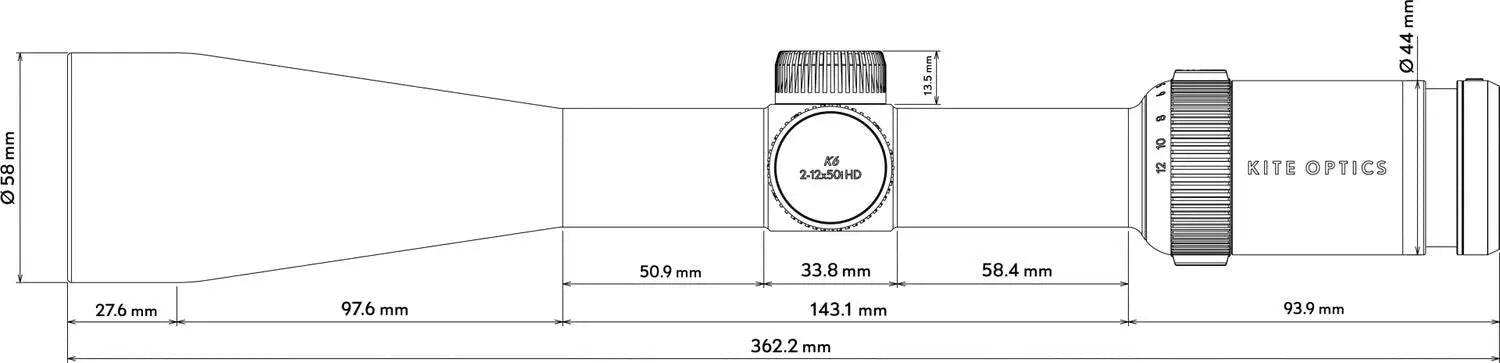 LUNETA KITE OPTICS K6 HD 2-12X50 IRA4I 30MM - Articole de Vanatoare