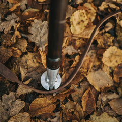 Scaun vanatoare pliabil piele varfuri metalice 65cm - Articole de Vanatoare