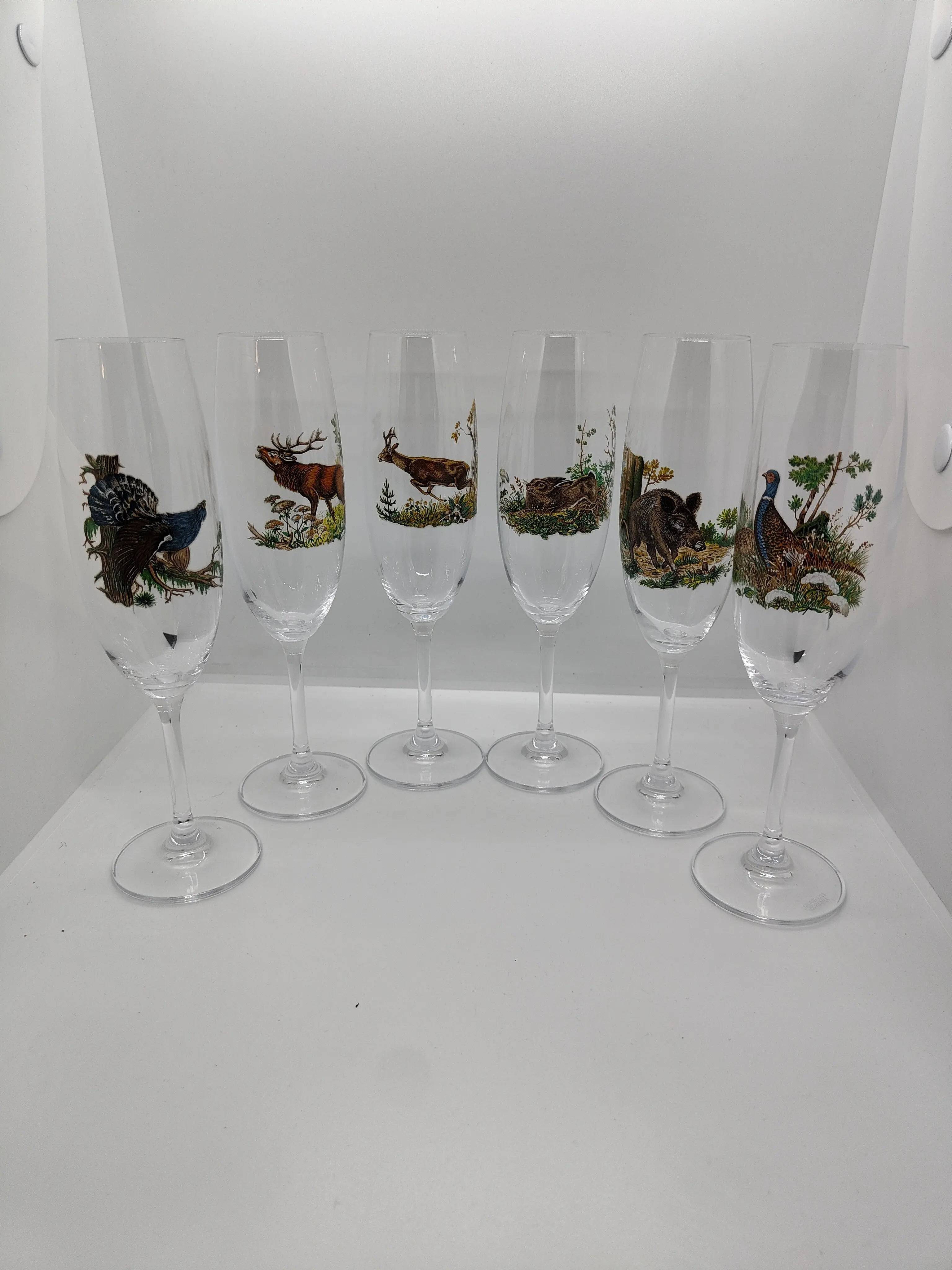 Set pahare sampanie motiv vanatoare - Articole de Vanatoare
