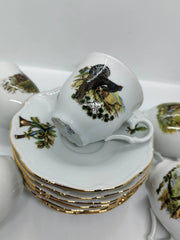 Set cafea cesti aurite motiv vantoare - Articole de Vanatoare