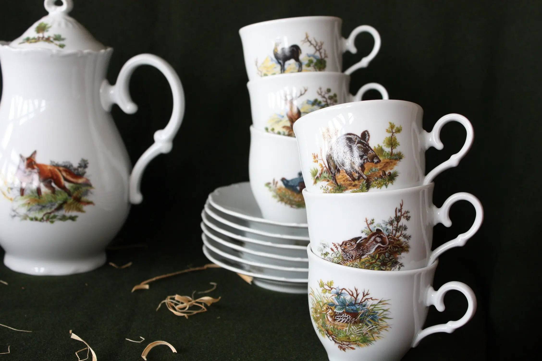 Set cafea ceai motive vanatoare - Articole de Vanatoare