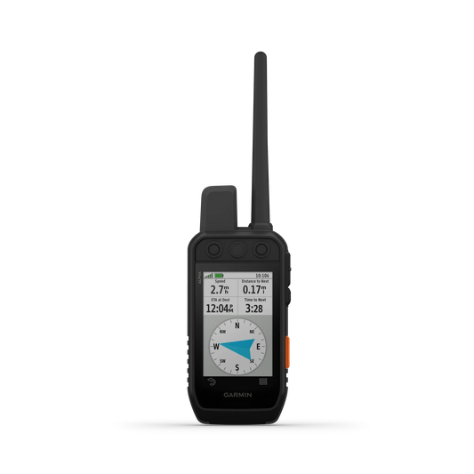 Dispozitiv GPS Garmin Alpha 300i negru cu ecran color și antenă, sistem monitorizare și dresaj câini de vânătoare articolevan