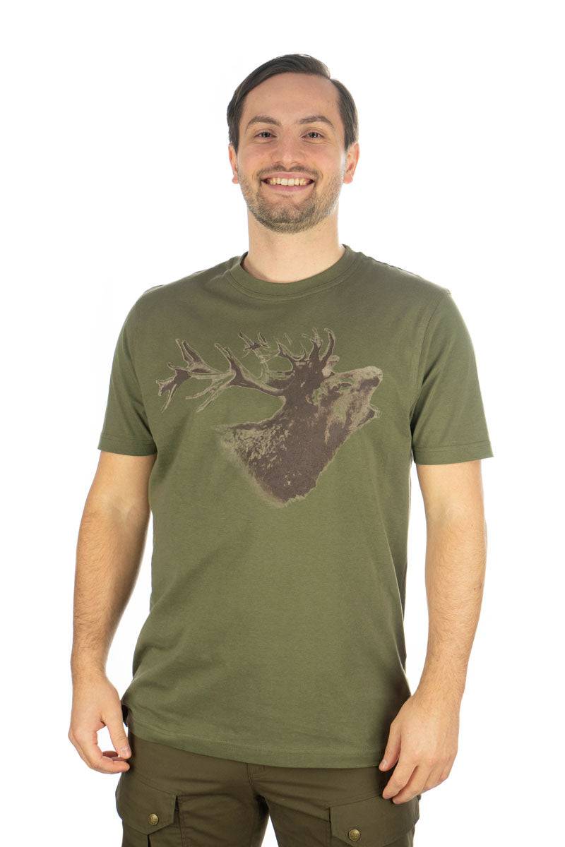 Tricou Orbis kaki imprimeu cerb - Articole de Vanatoare