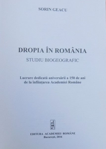 DROPIA IN ROMANIA STUDIU BIOGEOGRAFIC SORIN GEACU 2016 - Articole de Vanatoare
