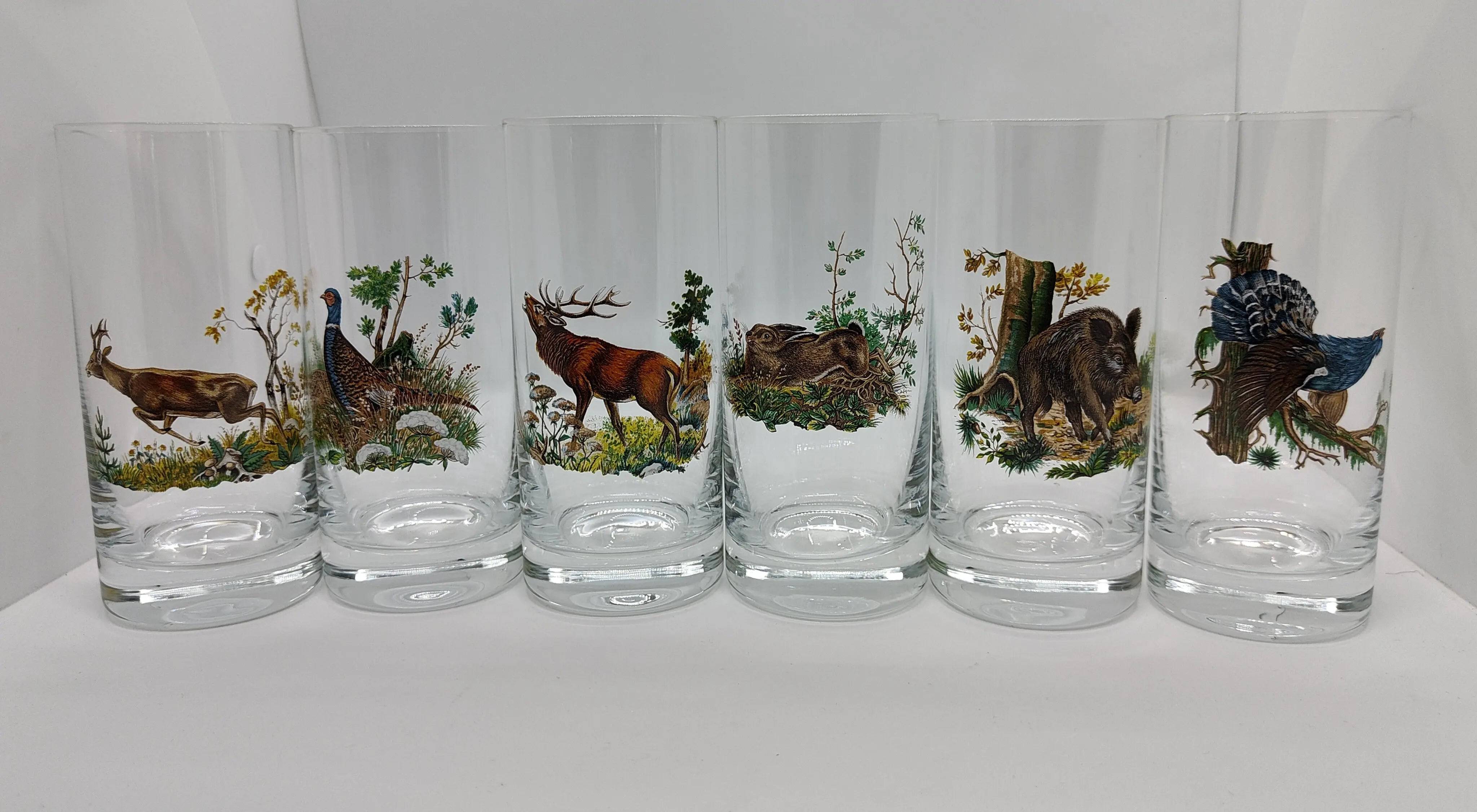 Set 6 pahare mari motiv vanatoare