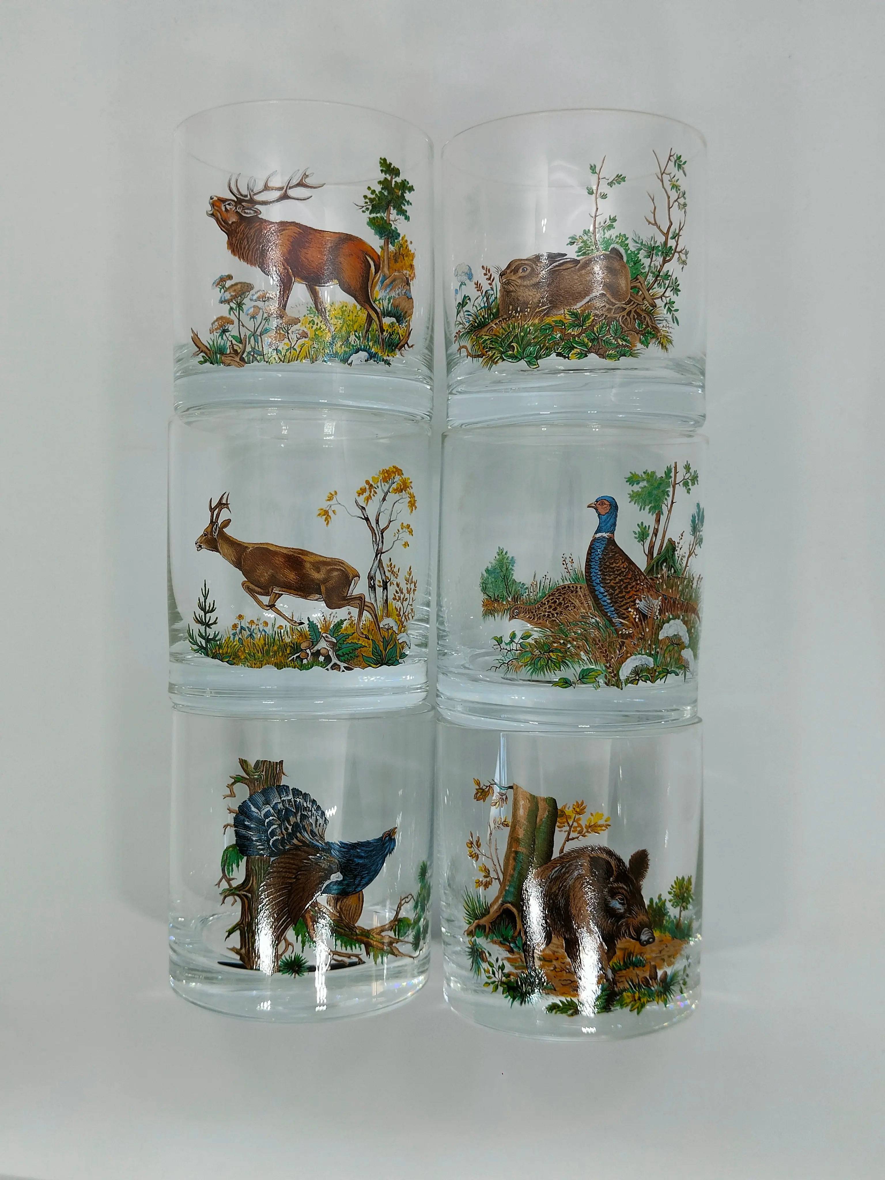 Set 6 pahare whisky motiv vanatoare