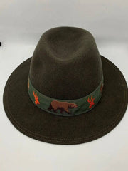Palarie vanator cu broderie si boruri mari