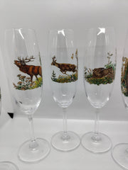 Set 6 pahare sampanie motiv vanatoare
