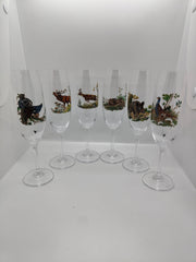 Set 6 pahare sampanie motiv vanatoare