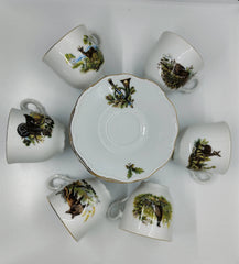 Set cafea 6 cesti aurite motiv vantoare