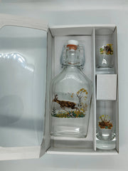 Set sticla cu 2 pahare tarie motiv vanatoare