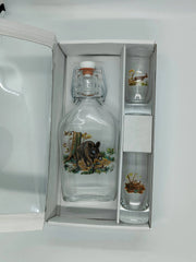 Set sticla cu 2 pahare tarie motiv vanatoare