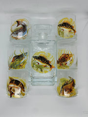 Set sticla tarie cu 6 pahare motive pescaresti