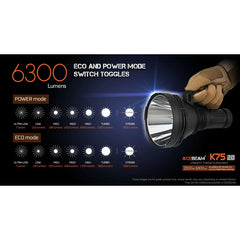 Lanterna profesionala Acebeam K75 2.0, 6300 lumeni, 2500 m