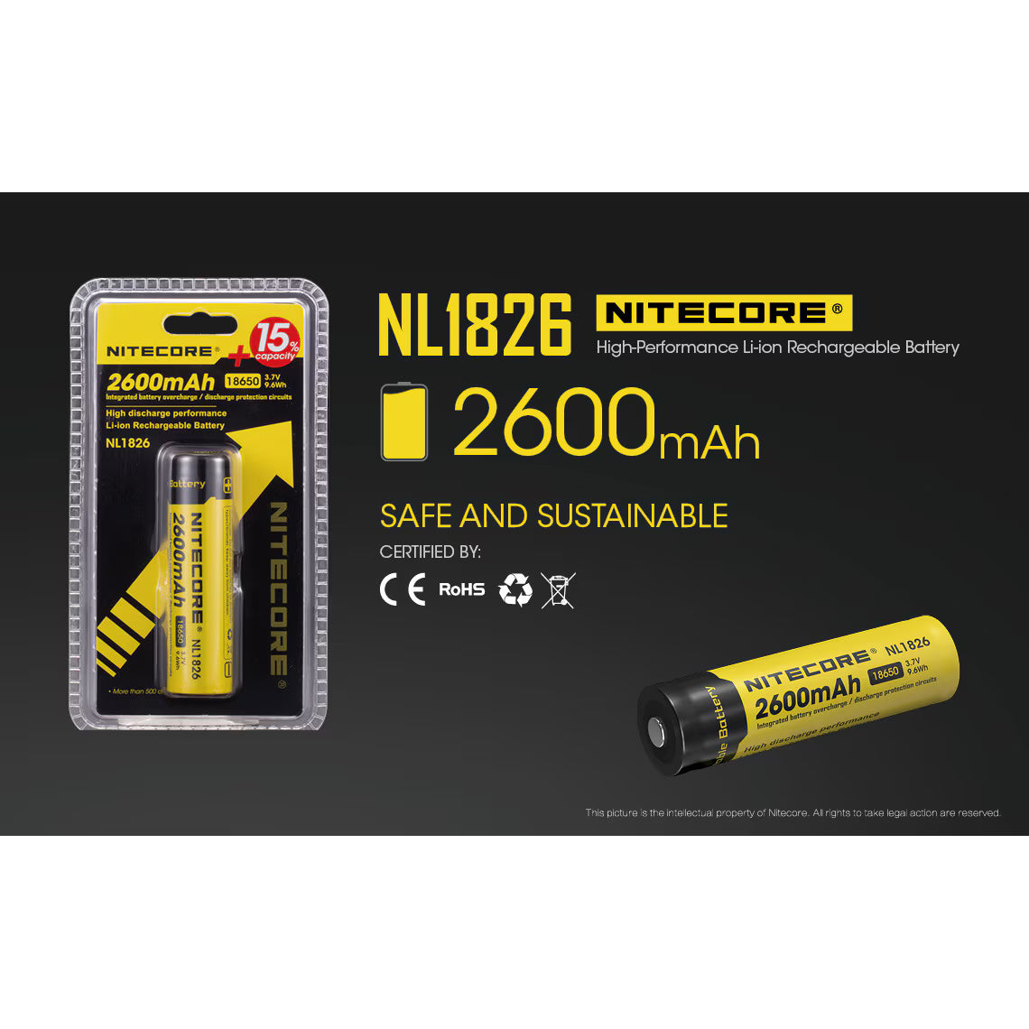 Acumulator 18650 Nitecore 2600mAh - Articole de Vanatoare
