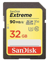 SanDisk Extreme SDHC 32GB 90MB/s. 600 X, U3, V30 - video speed class, 4K UHD