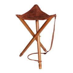 Scaun trepied, pliabil, piele vanatoare