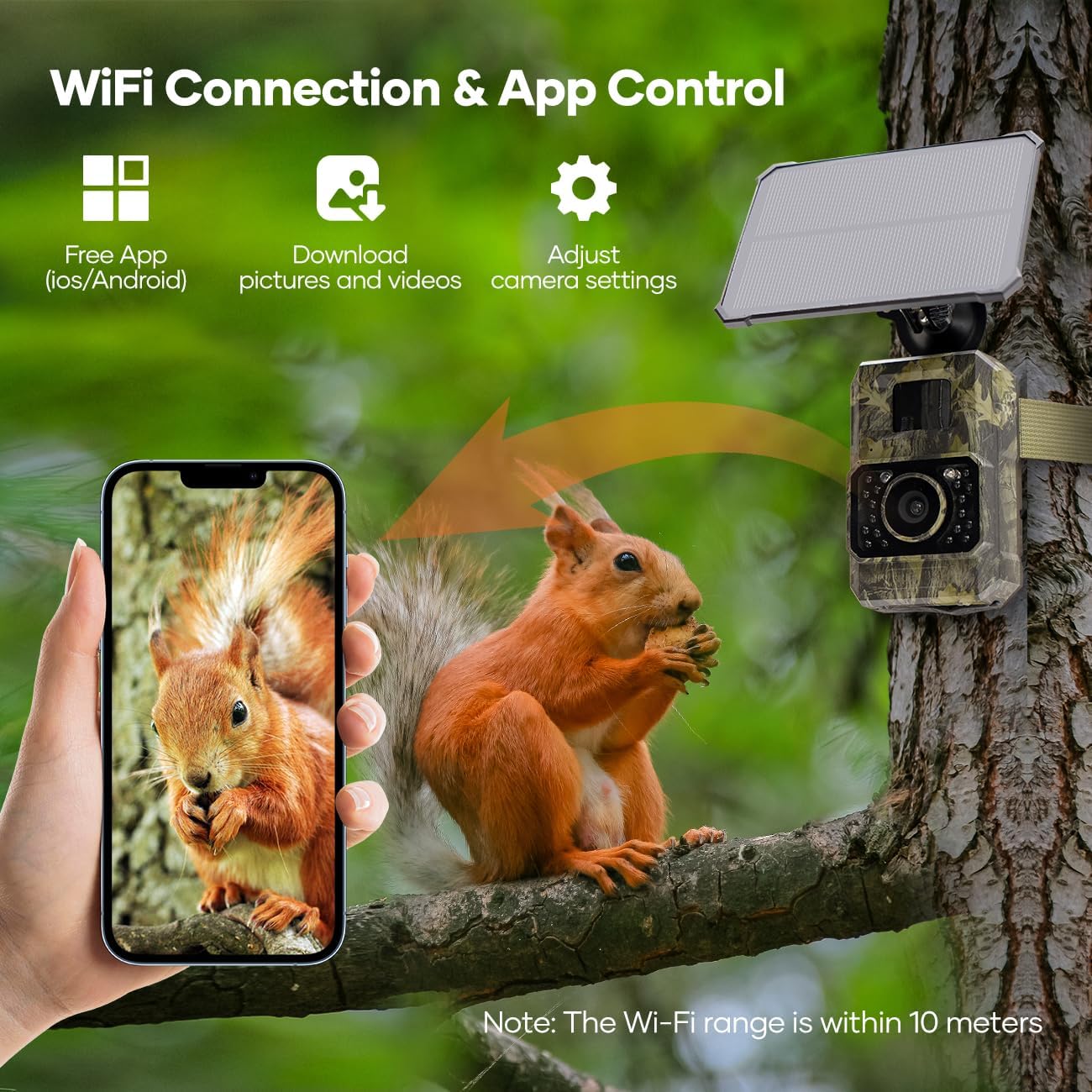 LYNXCAM Camera monitorizare 48 MP 30FPS  WiFi Bluetooth FULL HD leduri invizibile ,panou solar