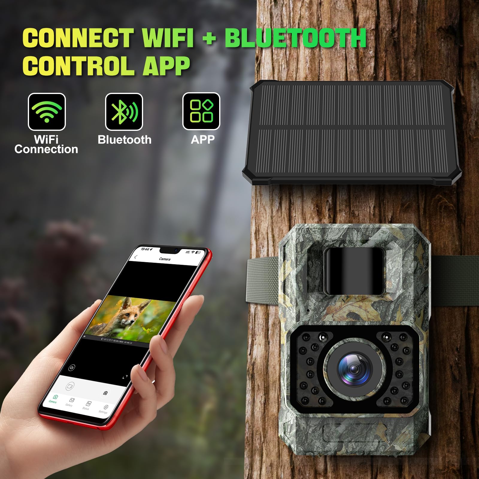 Camera monitorizare 48 MP  FULL HD cu senzor miscare leduri invizibile panou solar