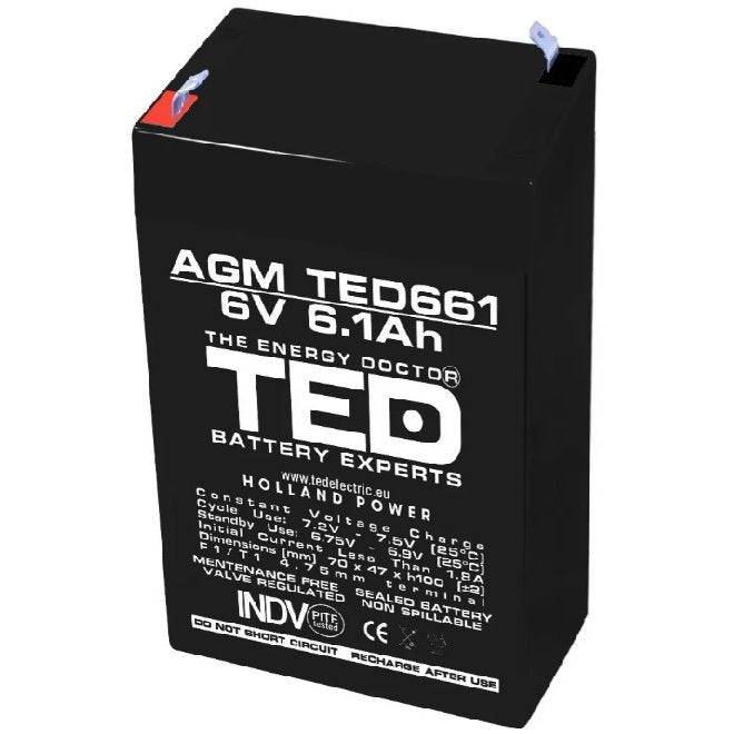 Acumulator VRLA 6V 1A TED Electric - Articole de Vanatoare