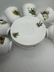 Set portelan pentru cafea format din 6 cesti cu farfurii