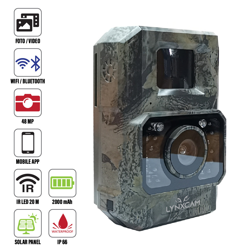 LYNXCAM Camera monitorizare 48 MP 30FPS  WiFi Bluetooth FULL HD leduri invizibile ,panou solar