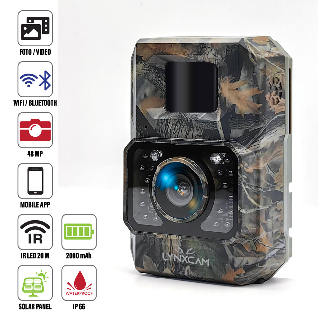 LYNXCAM Camera monitorizare 48 MP 30FPS  WiFi Bluetooth FULL HD leduri invizibile ,panou solar