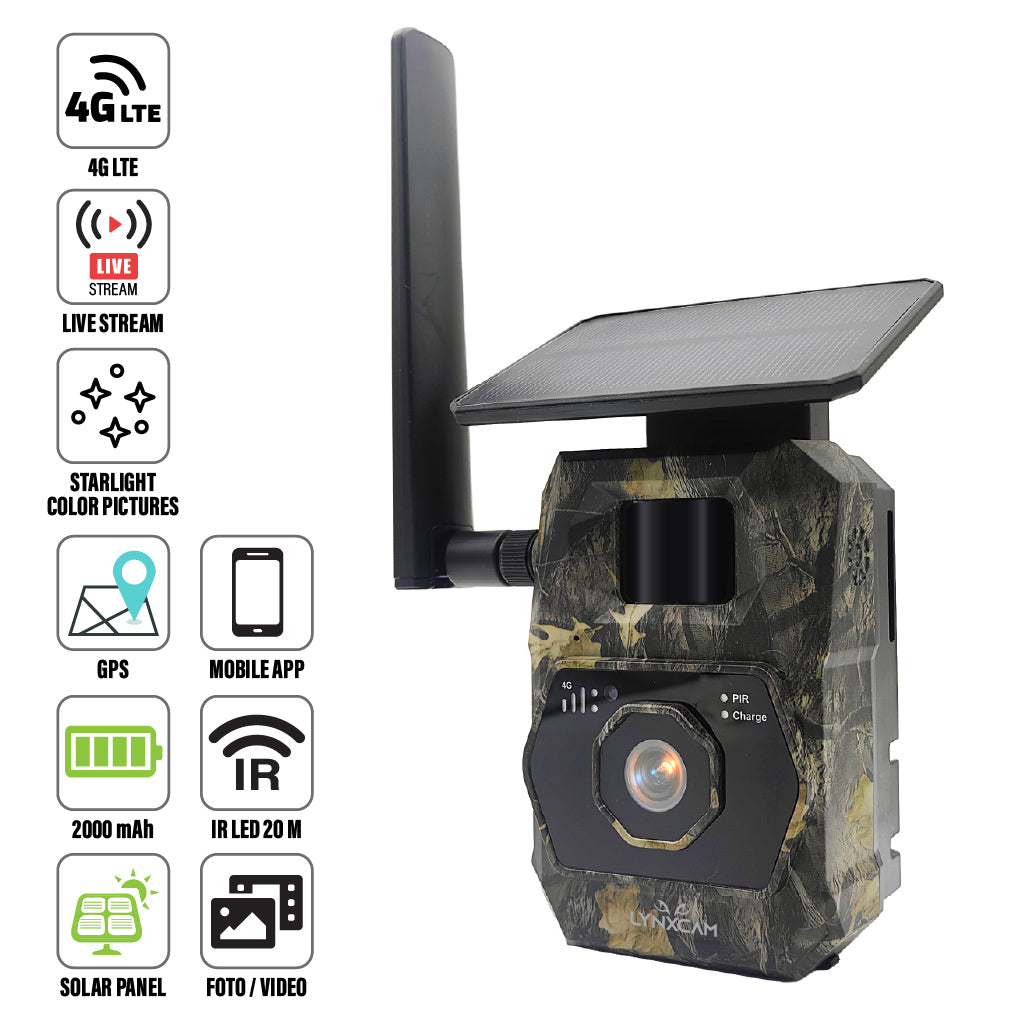 LYNXCAM Camera cu GPS live vision APP 4G LTE   video 2K si panou solar
