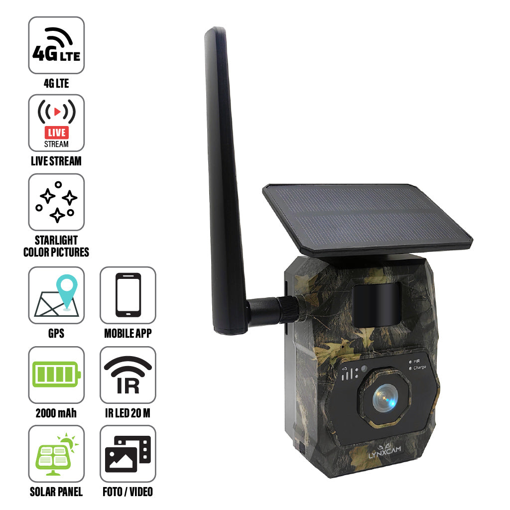 LYNXCAM Camera cu GPS live vision APP 4G LTE   video 2K si panou solar