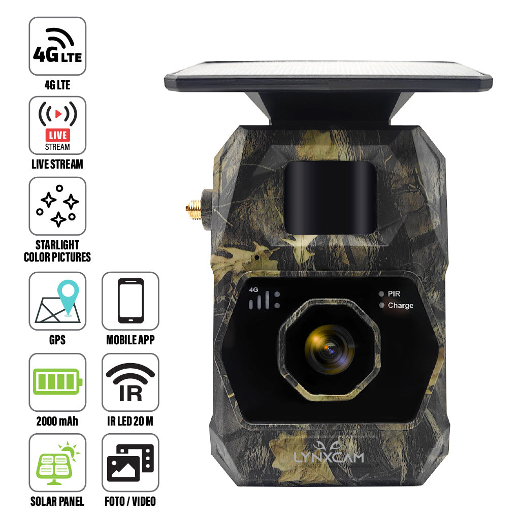 LYNXCAM Camera cu GPS live vision APP 4G LTE   video 2K si panou solar