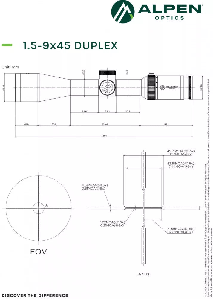 Luneta Alpen Optics Apex XP 5-9x45 Duplex punct - Articole de Vanatoare