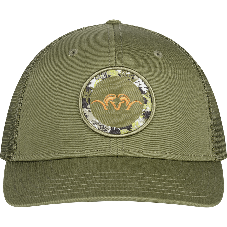 SAPCA BLASER RING CAP 26 DARK OLIVE articolevanatoare verde cu plasa laterala si logo coarne portocaliu