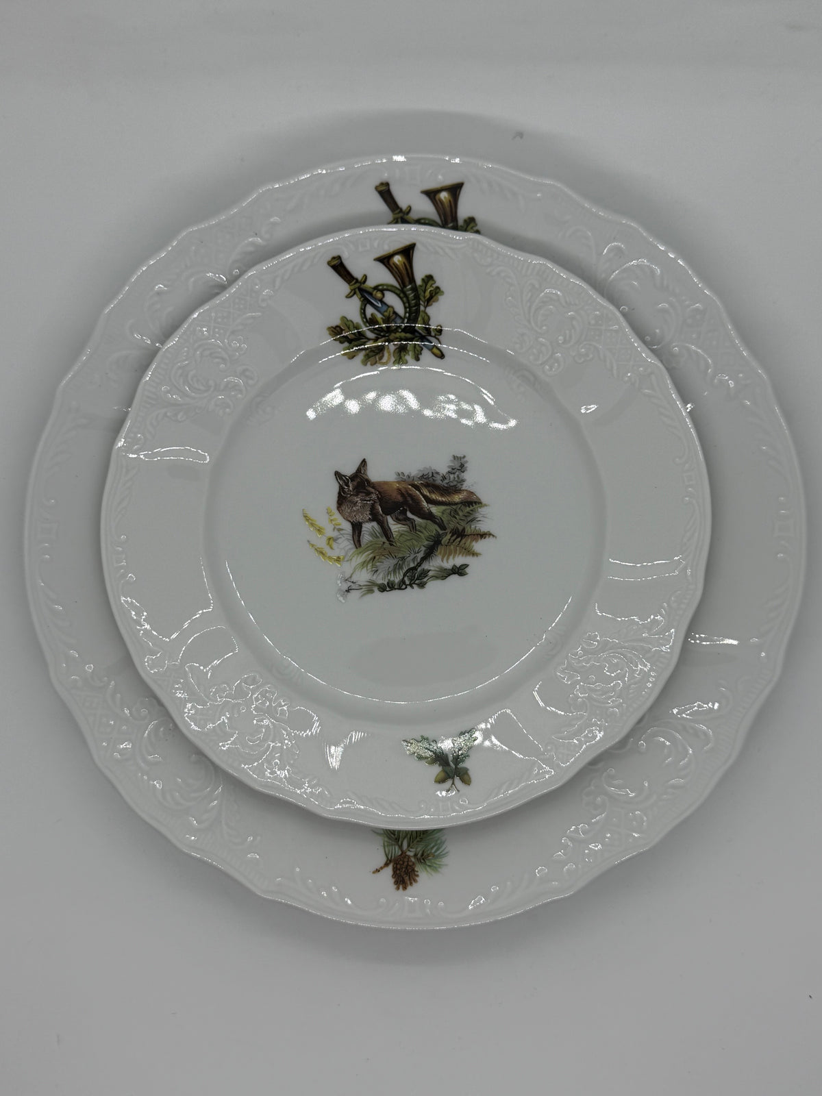 Set 18 piese farfurii ceramica motive vanatoare - Articole de Vanatoare