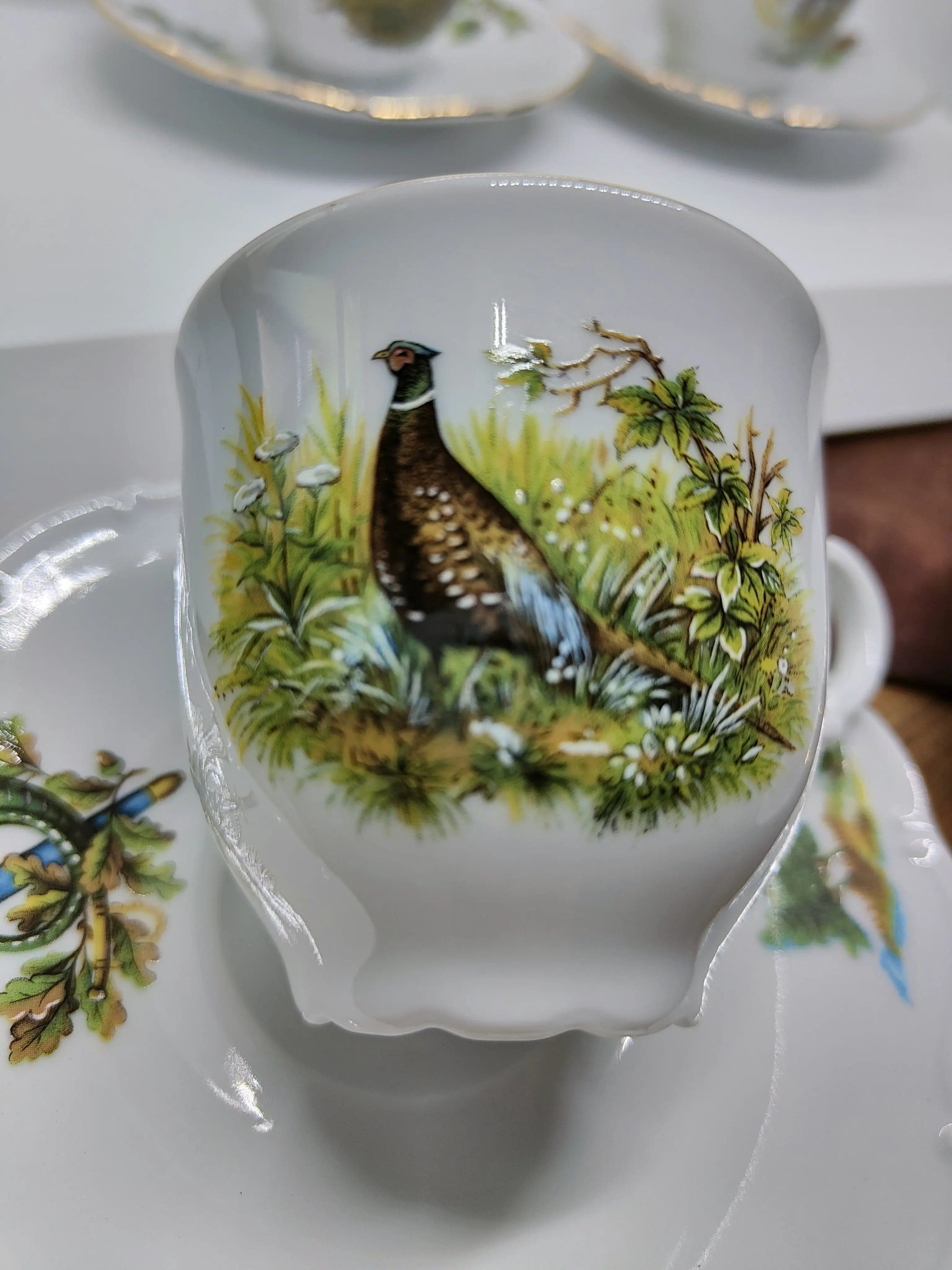 Set cafea cesti aurite motiv vantoare - Articole de Vanatoare