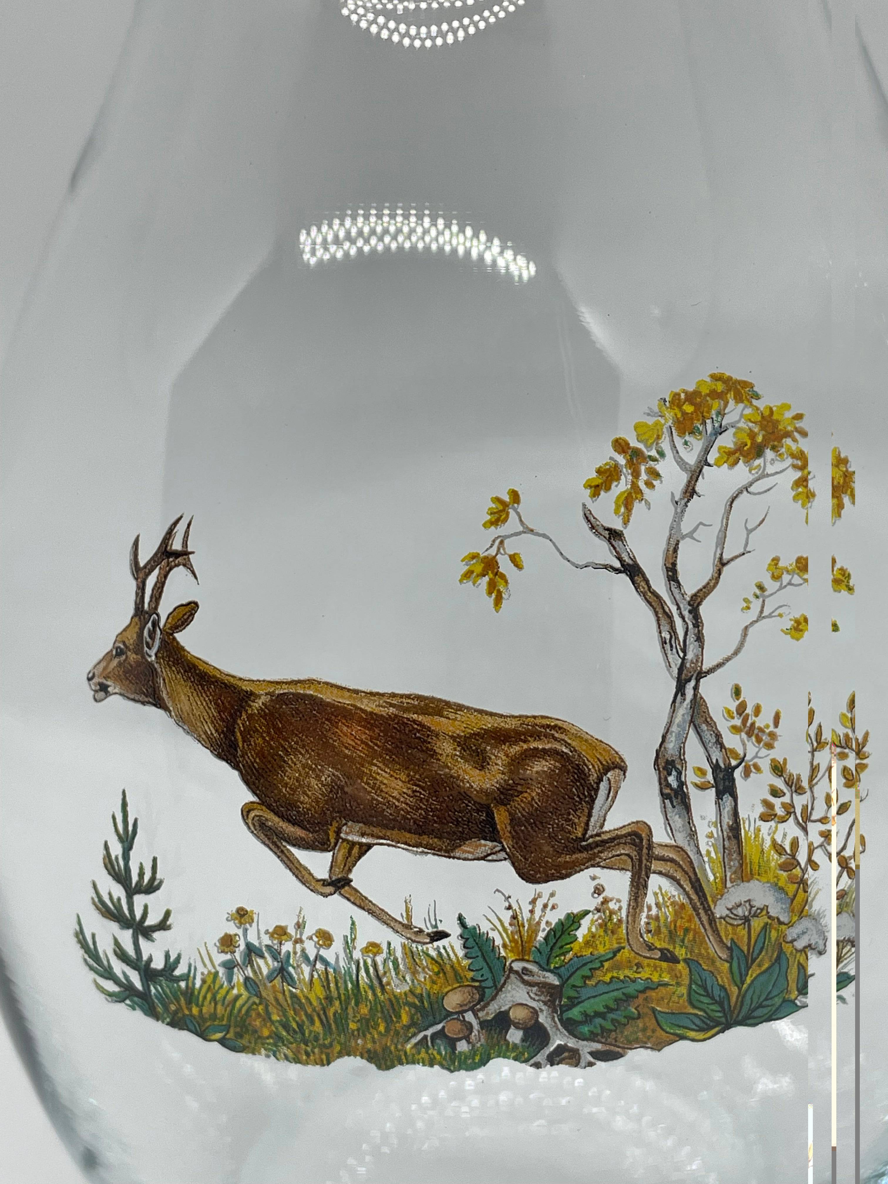 Carafa  sticla decorata cu motive vanatoresti - Articole Vanatoare