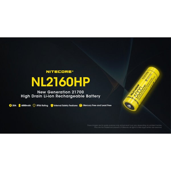 Nitecore NL2160HP, High Drain, Acumulator 21700, Li-Ion, 6000 mAh, 20A