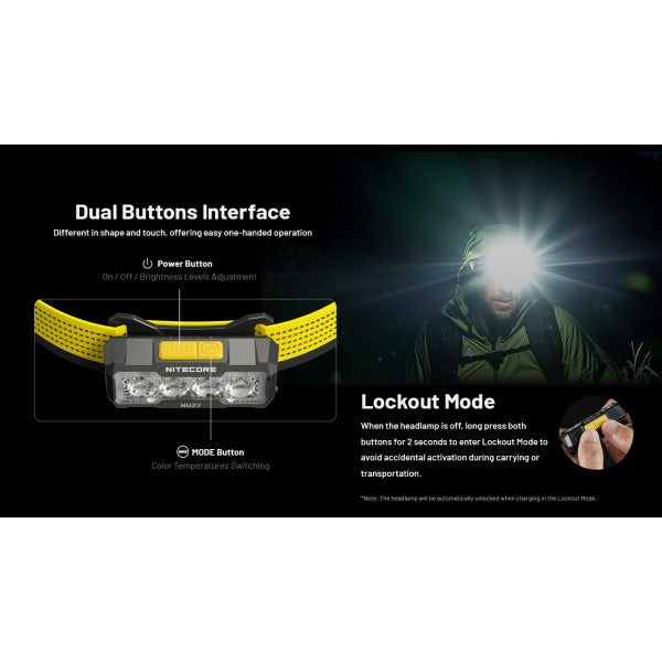 Nitecore NU27, Lanterna Frontală, Reîncărcabilă USB-C, 600 Lumeni, 123 Metri