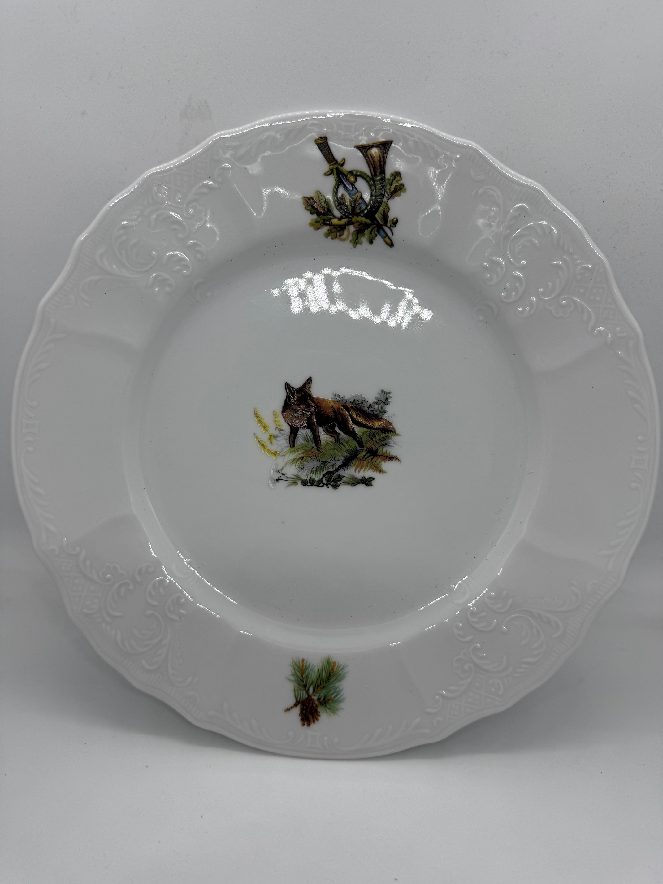 Set 18 piese farfurii ceramica motive vanatoare