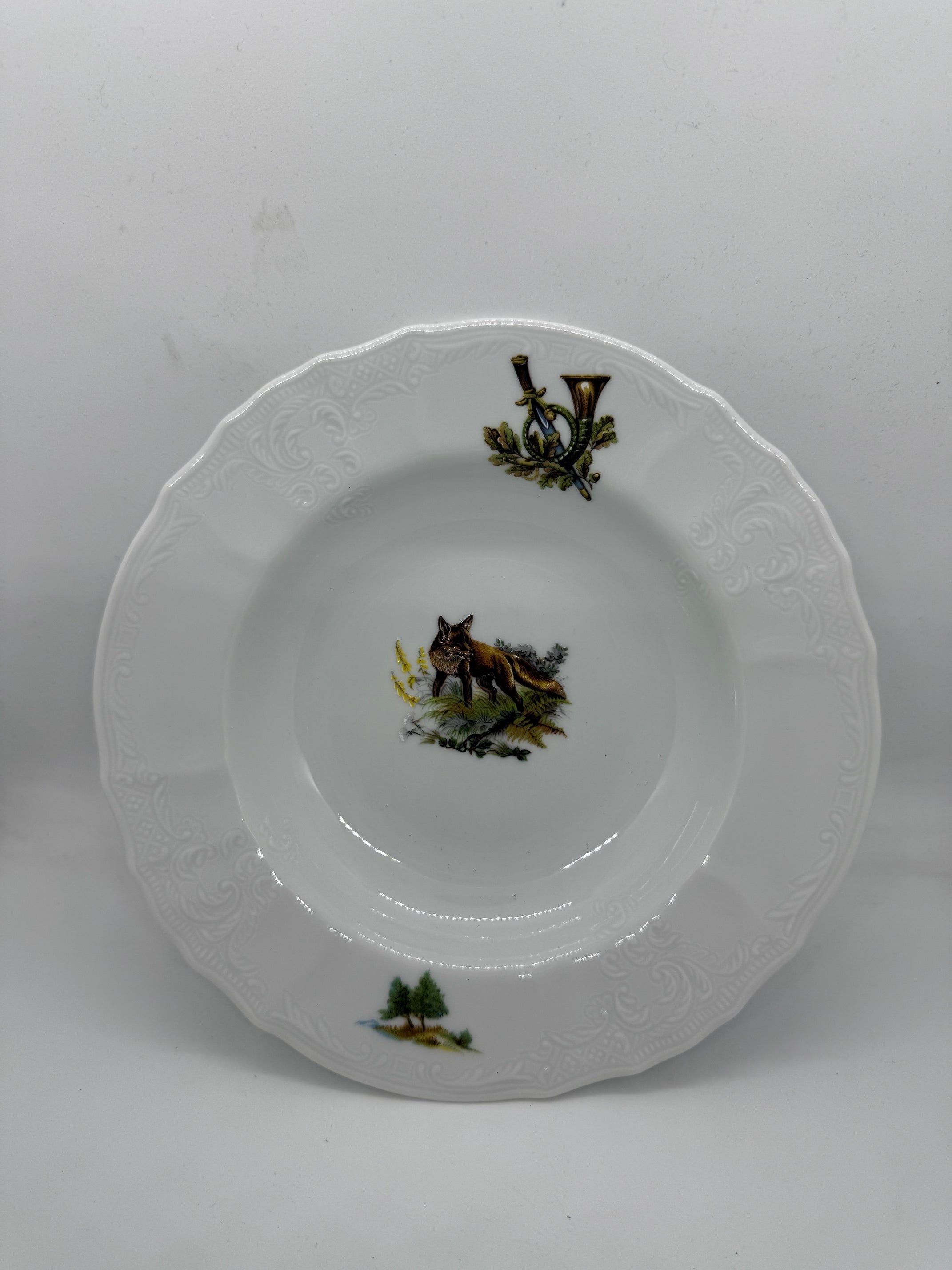Set 18 piese farfurii ceramica motive vanatoare