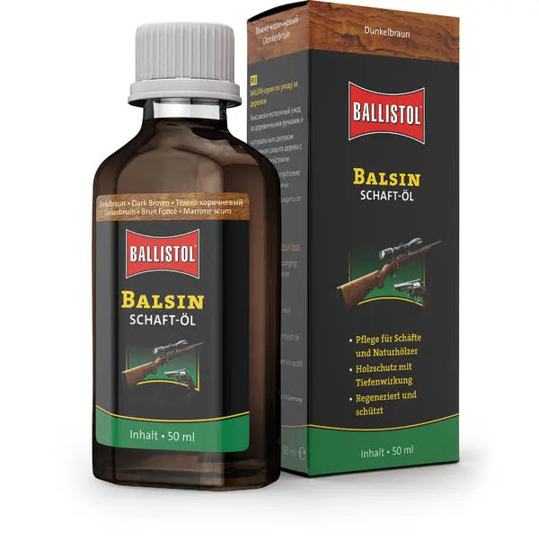 Flacon ulei lemn maro inchis BALLISTOL BALSIN 50ml - Articole Vanatoare